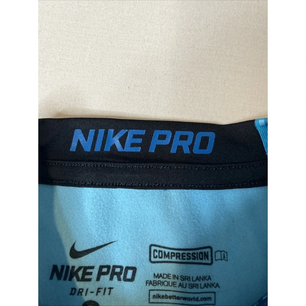Nike Pro Kids Blue Long Sleeve Compression Top Shirt Size Small